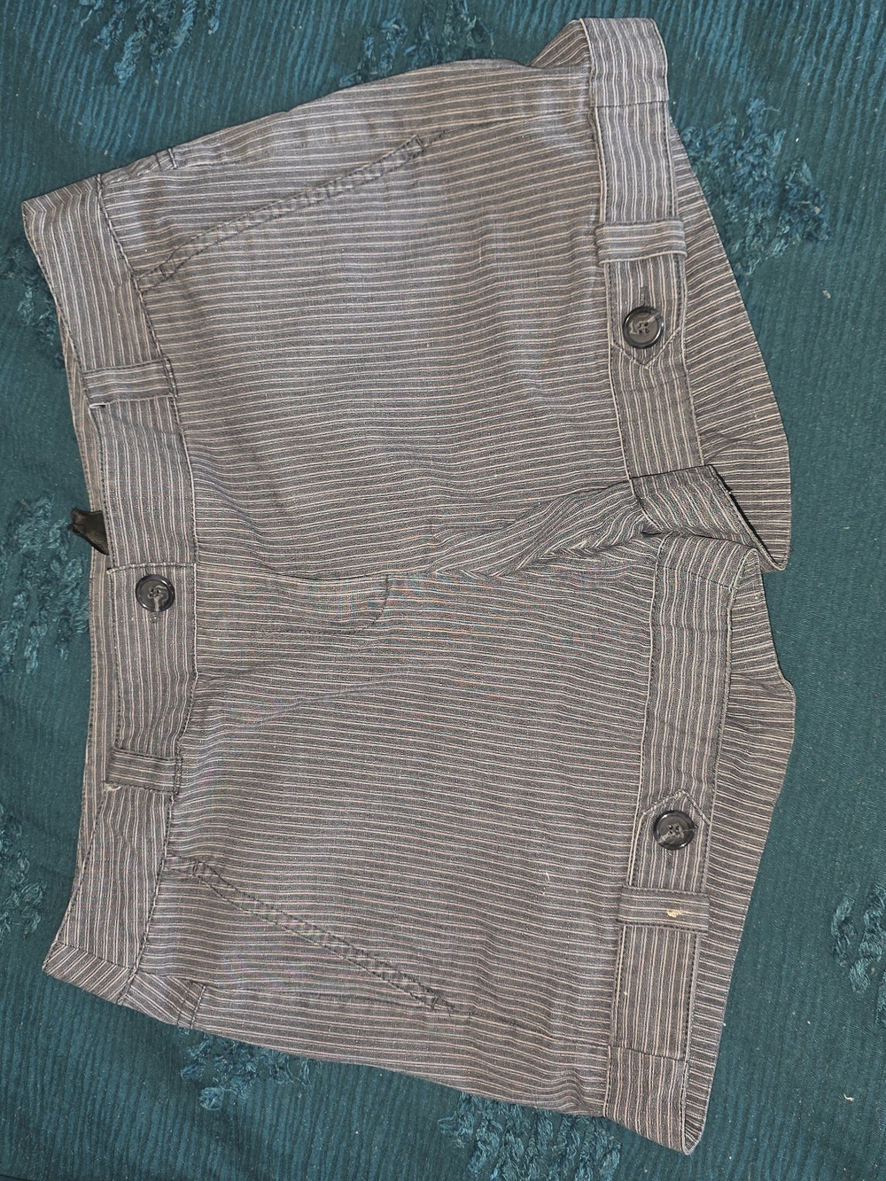 Gianni Bini Striped Gray Women's Jean Shorts with Button Accents